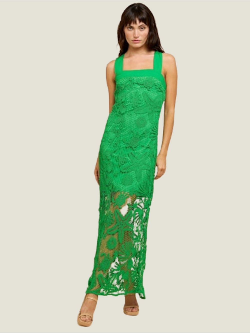 Green Crochet Maxi Dress